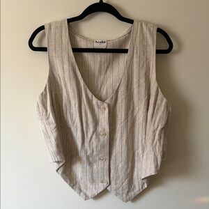 Arula Cream Pinstripe Button-Front Women’s Vest